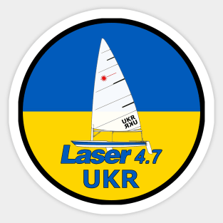 Laser sailboat on flag Ukraine Sticker